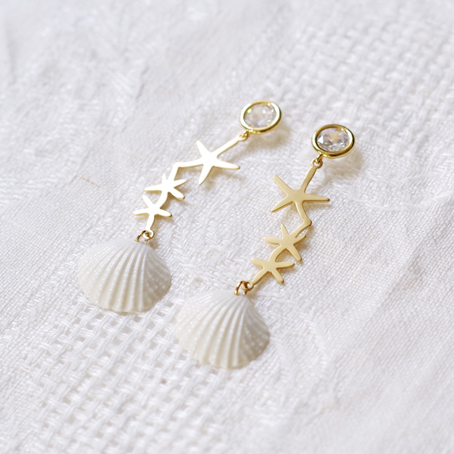 moonlight serenade porcelain seashell earrings