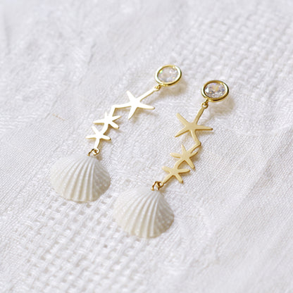 Moonlight Serenade Porcelain Seashell Earrings