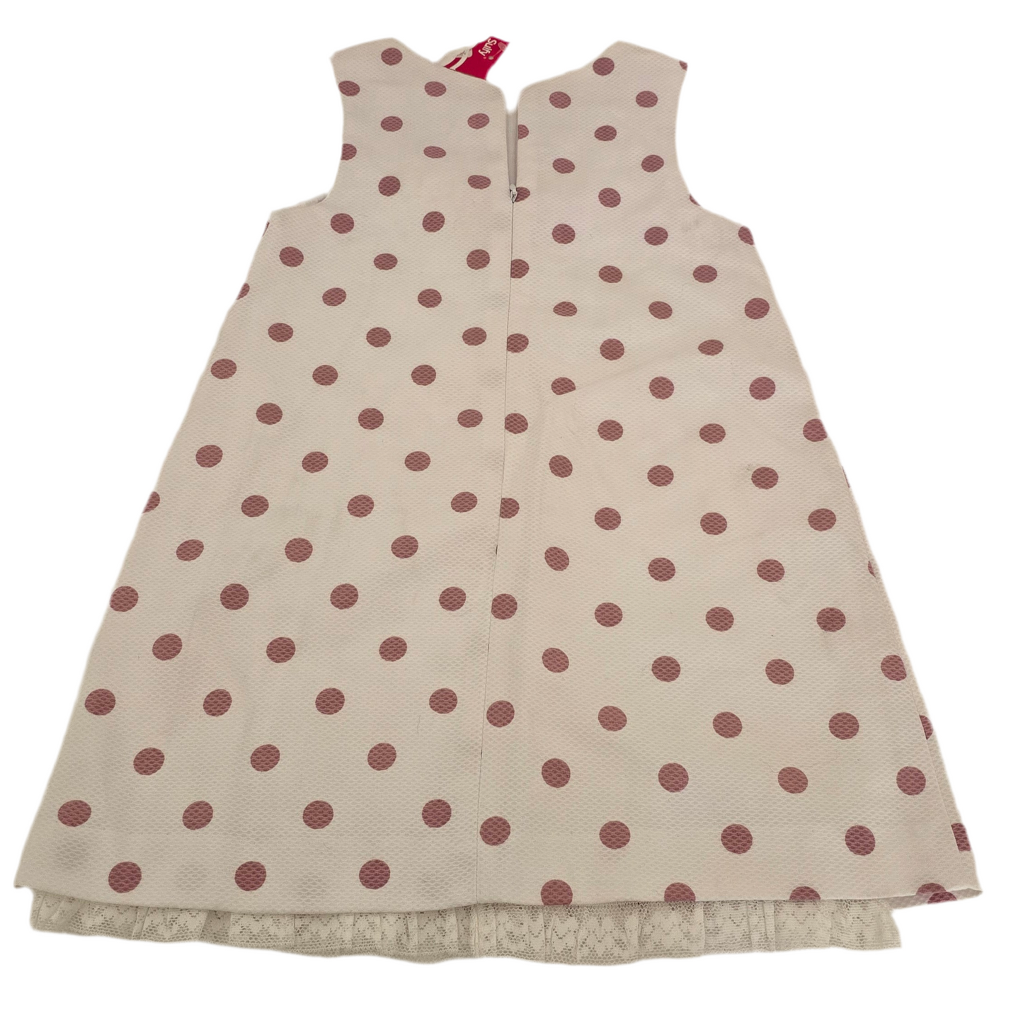 dulce pink polka dot dress with bow - girls size 6a (new)