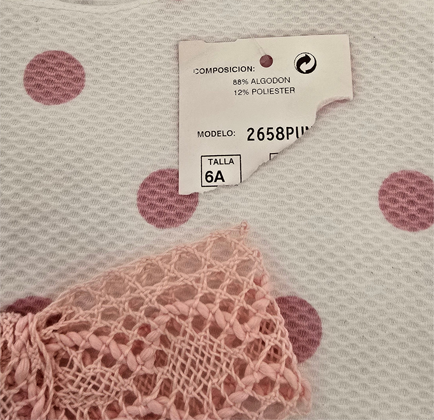dulce pink polka dot dress with bow - girls size 6a (new)