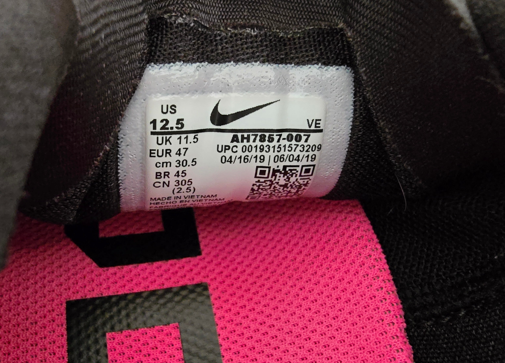 nike zoom vomero 14 black/pink - size us 12.5 / br 45
