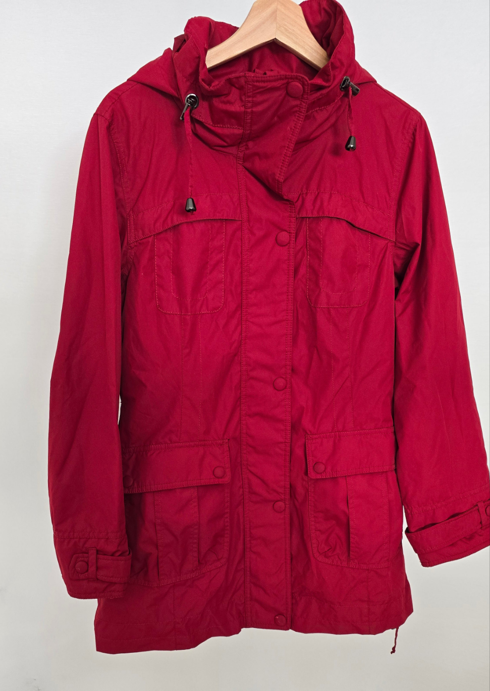 lulu bravo utility hooded jacket - red (size s, pre-owned)