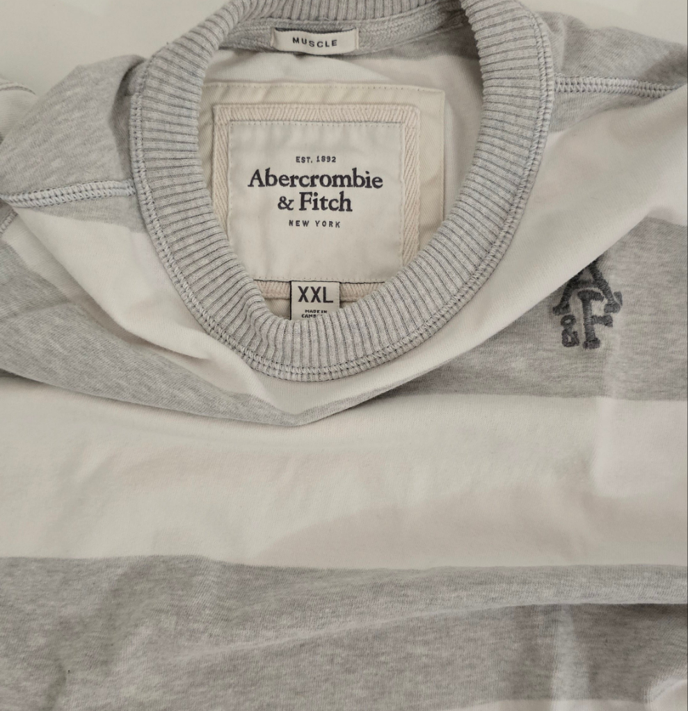 abercrombie & fitch men’s muscle fit rugby stripe long sleeve shirt xxl (fits like m)