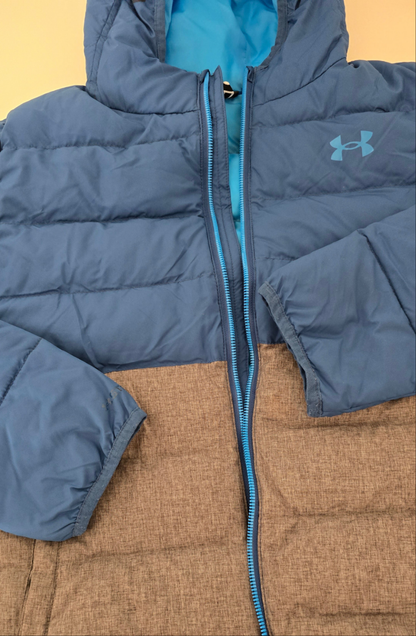 Under Armour ColdGear Puffer Jacket - Blue & Gray - YLG (Youth Large)
