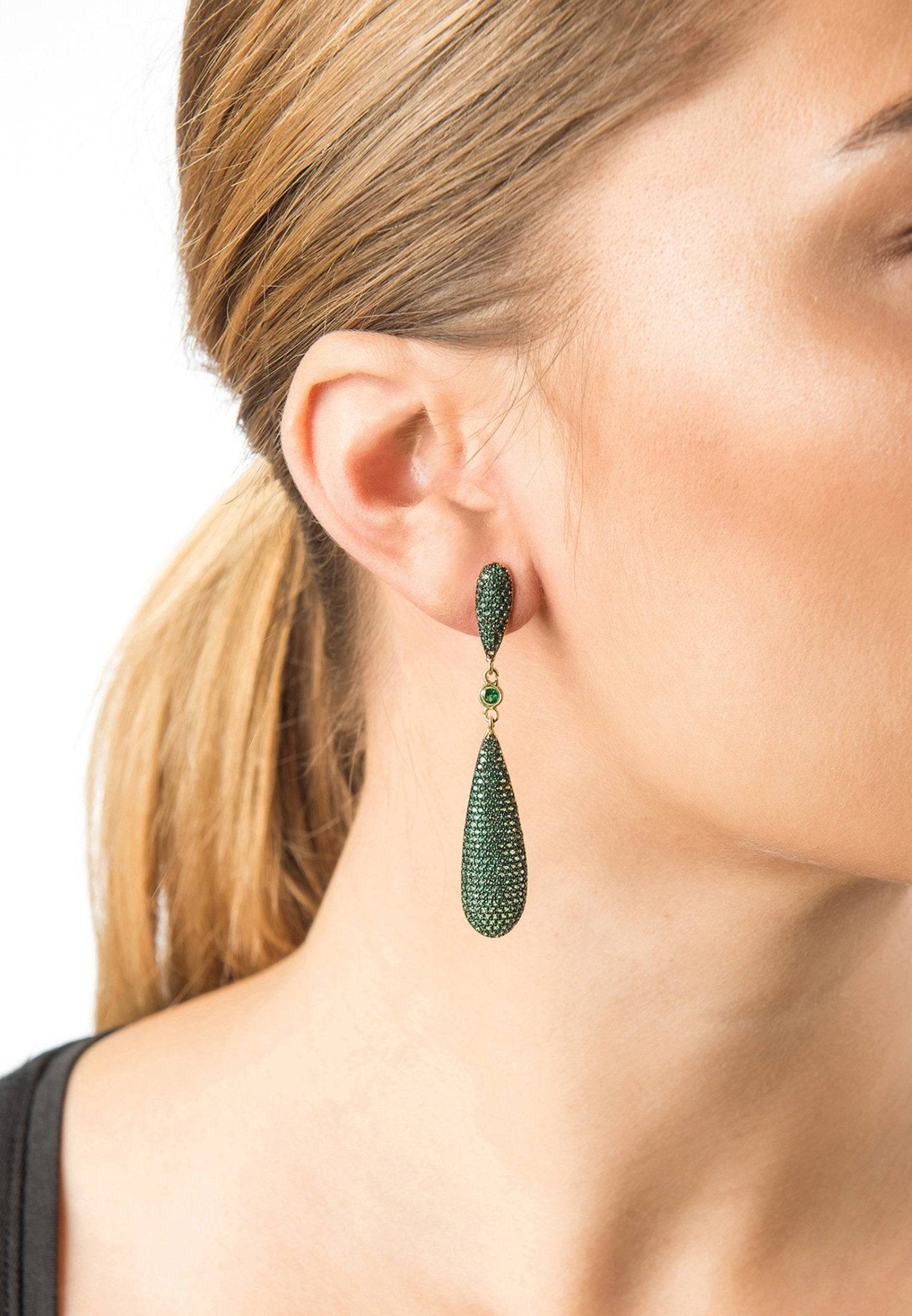 emerald isle long drop earrings