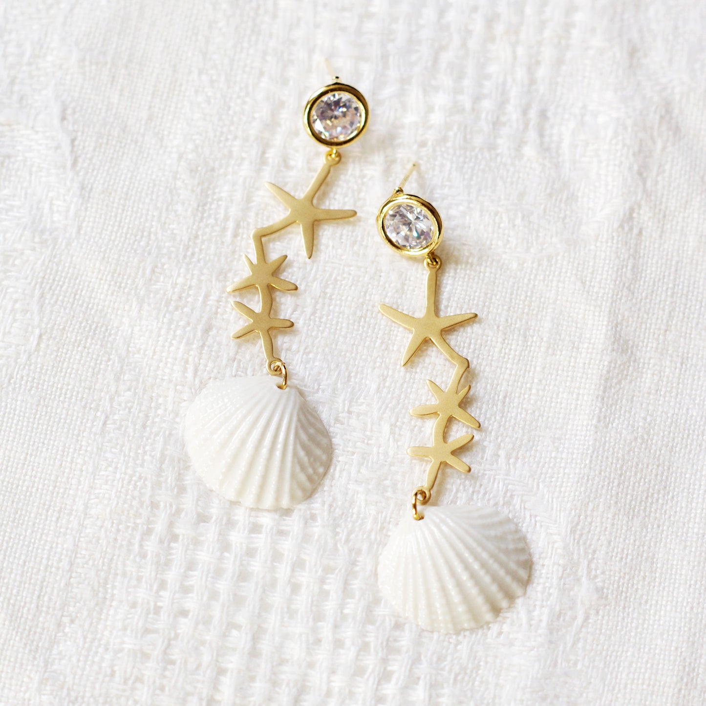 moonlight serenade porcelain seashell earrings