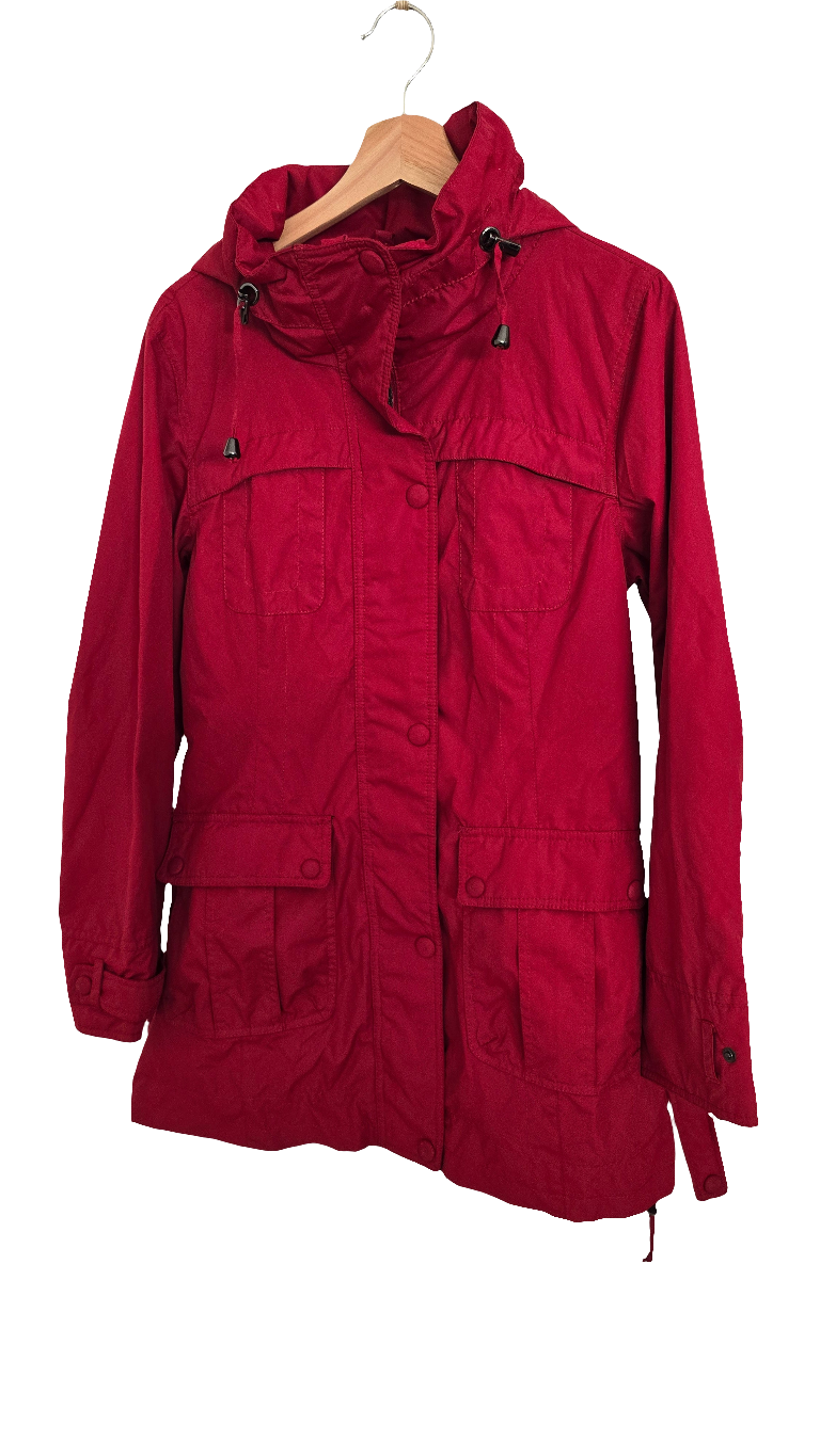 lulu bravo utility hooded jacket - red (size s, pre-owned)