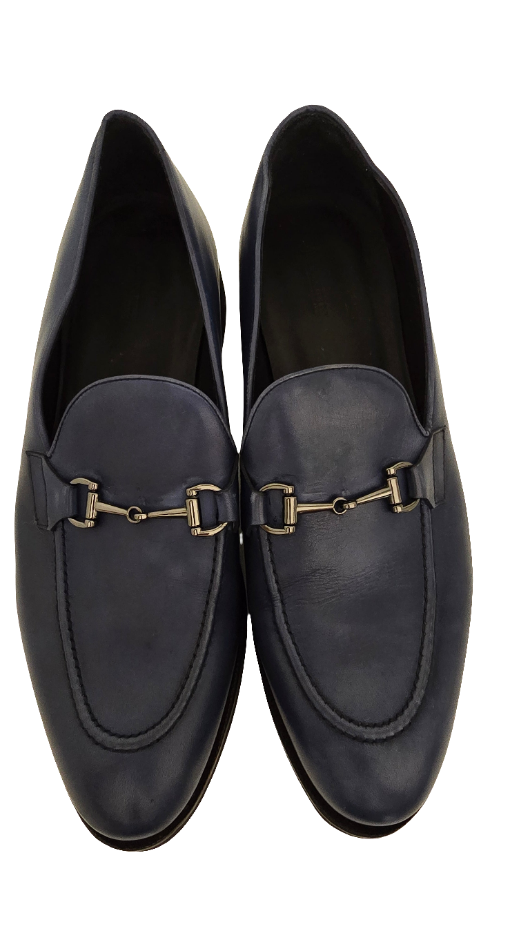 adrian jules comfort light horsebit loafers – navy blue (size 12, pre-owned)