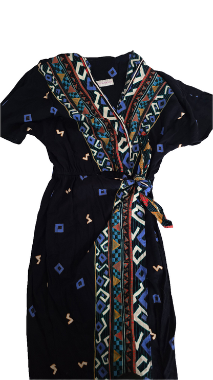 Megan Moore Women’s Wrap Dress - Size L - Multicolor Geometric Print
