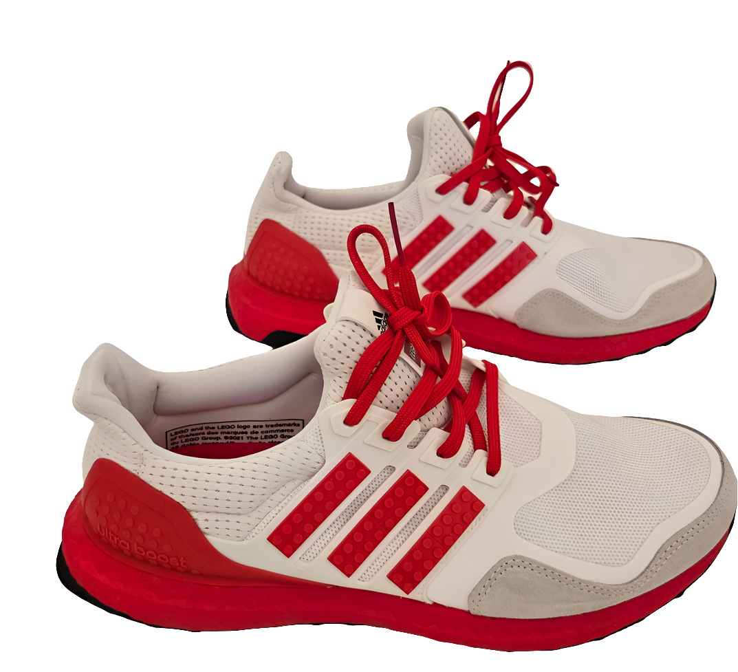 adidas x lego ultraboost running shoes - white/red - size 8.5 us