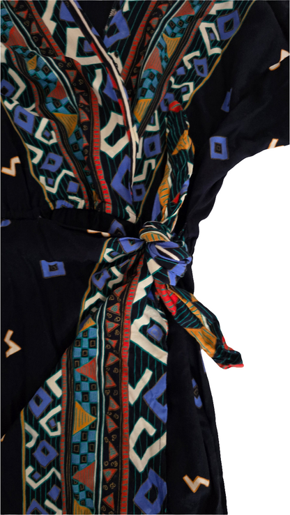 Megan Moore Women’s Wrap Dress - Size L - Multicolor Geometric Print