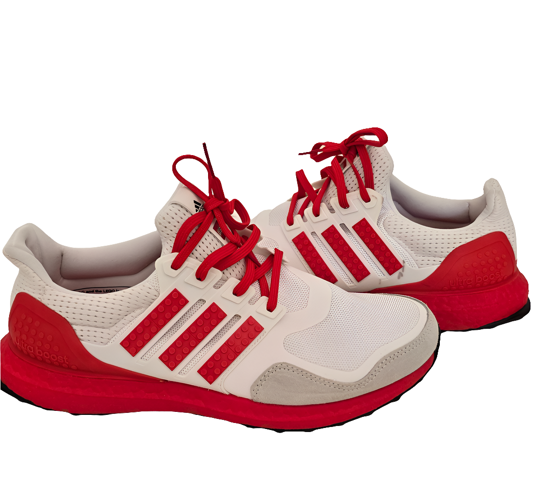 adidas x lego ultraboost running shoes - white/red - size 8.5 us