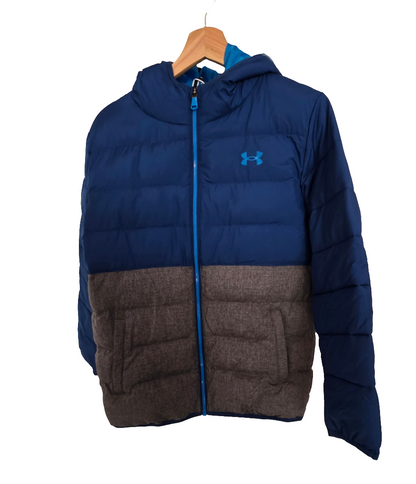 Under Armour ColdGear Puffer Jacket - Blue & Gray - YLG (Youth Large)
