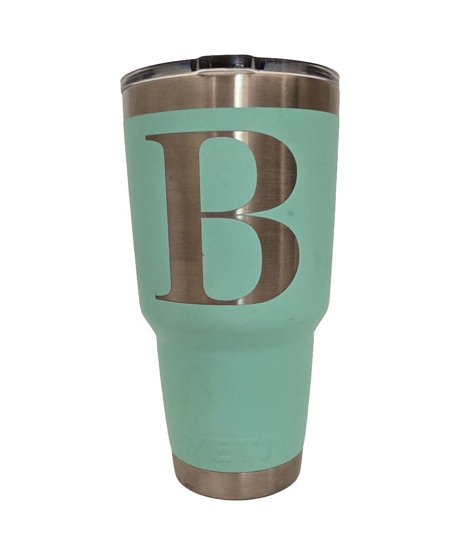 yeti rambler 30 oz tumbler with lid – mint green – monogram ‘b’