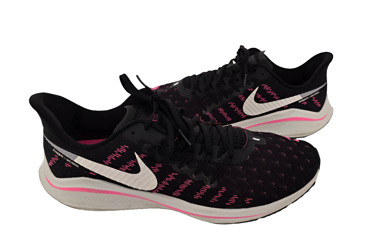 nike zoom vomero 14 black/pink - size us 12.5 / br 45