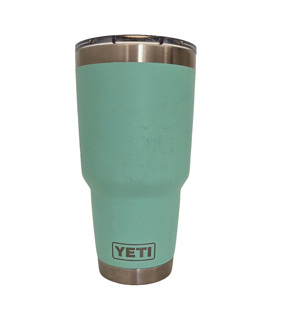 yeti rambler 30 oz tumbler with lid – mint green – monogram ‘b’